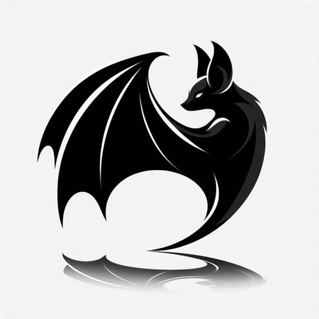 Bat. Silhouette of a flying dragon. Vector illustration.のイラスト素材