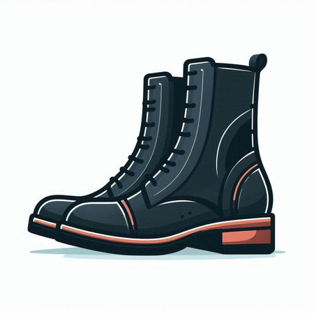 Vector illustration of a pair of black boots isolated on white background.のイラスト素材