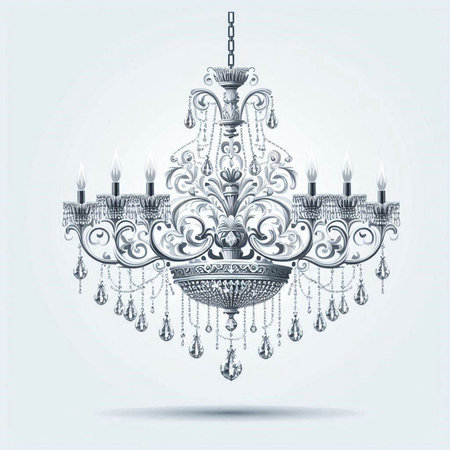 Crystal chandelier. Luxury chandelier. Vector illustration.のイラスト素材