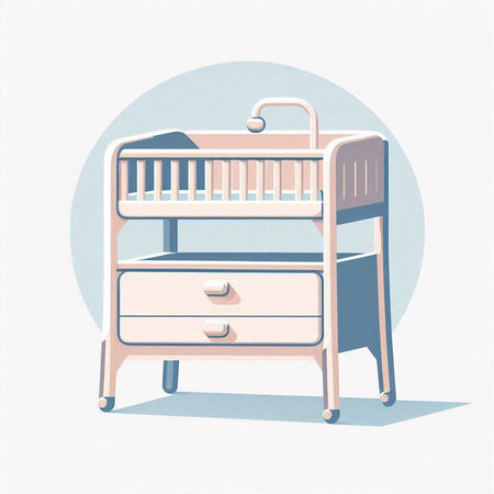 Baby bed in a flat style. Vector illustration. Eps 10.のイラスト素材