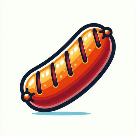 Hot dog isolated on white background. Vector illustration of fast food.のイラスト素材