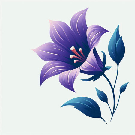 Illustration of a beautiful floral background with purple lily flowers.のイラスト素材
