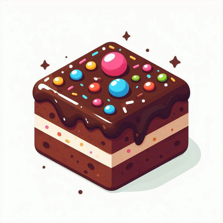 Vector illustration of a chocolate cake with sprinkles on a white backgroundのイラスト素材