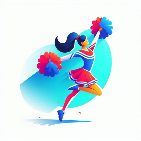 Cheerleader. Cheerleader with pompoms. Vector illustrationのイラスト素材