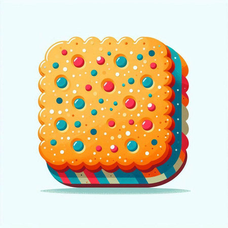 Illustration of a biscuit with colorful candies on a blue backgroundのイラスト素材