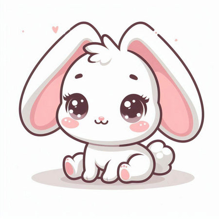 Cute cartoon bunny on white background. Vector illustration of cute bunny.のイラスト素材