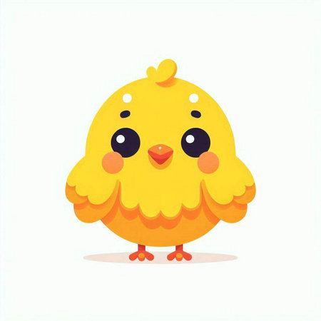 Cute yellow chick isolated on white background. Vector cartoon illustration.のイラスト素材