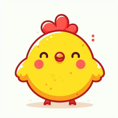 Cute cartoon chicken. Vector illustration isolated on a white background.のイラスト素材
