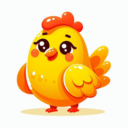 Cute cartoon chicken. Vector illustration isolated on a white background.のイラスト素材