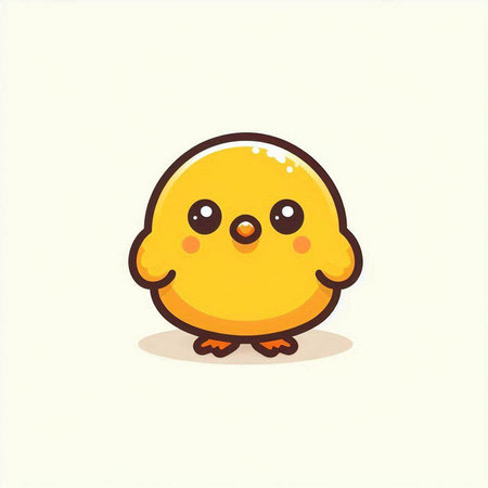 Cute yellow chicken cartoon character isolated on white background. Vector illustration.のイラスト素材