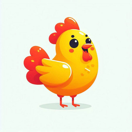 Cute chicken on a white background. Cartoon character. Vector illustration.のイラスト素材