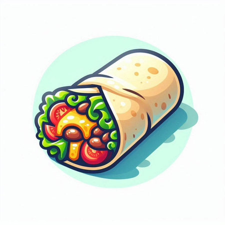Illustration of a roll of burrito on a white background.のイラスト素材