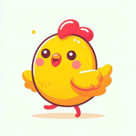 Cute chicken cartoon vector illustration. Cute yellow chicken character.のイラスト素材