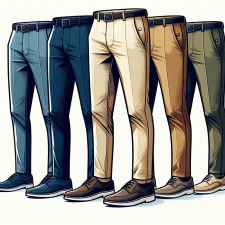 Men's pants and shoes. Vector illustration of men's pants.のイラスト素材