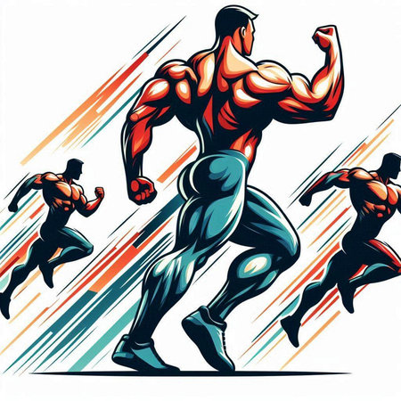 Athletic man running, vector illustration. Sport and fitness.のイラスト素材