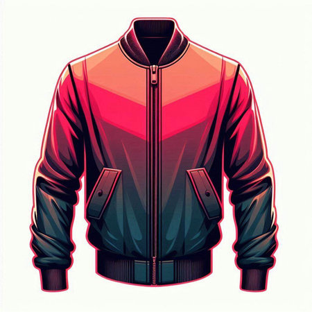 Vector illustration of a male jacket in red and black colors on a white backgroundのイラスト素材