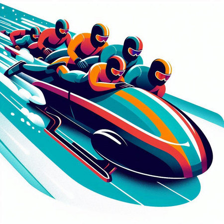 Bobsledding. Sport and recreation theme. Vector illustration.のイラスト素材