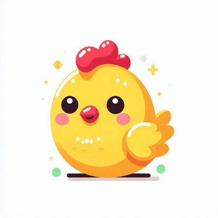 Cute little chicken. Happy easter. Vector flat cartoon illustrationのイラスト素材