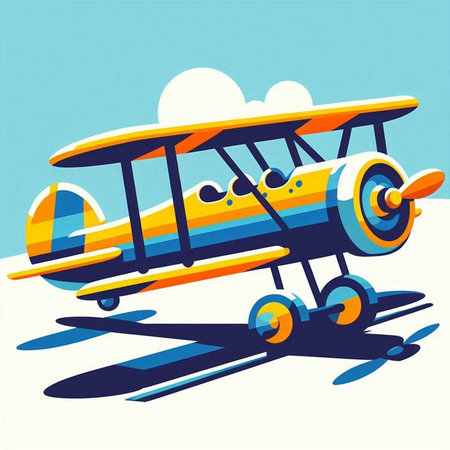 Retro airplane with propeller. Vector illustration in retro style.のイラスト素材