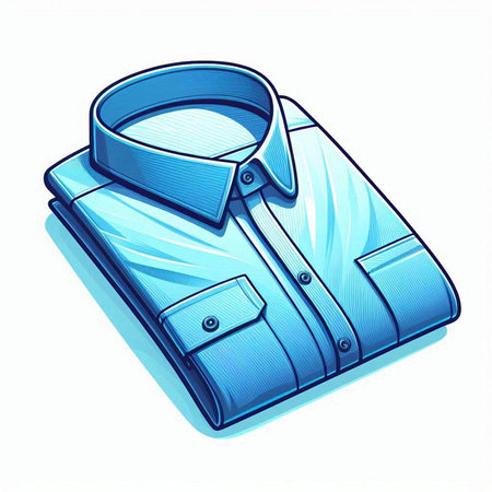 Illustration of a folded blue shirt on a white background - vectorのイラスト素材