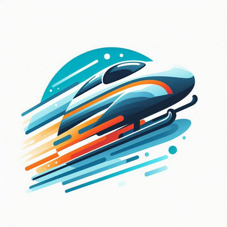 Snowmobiling icon. Vector illustration of a snowmobile with fast speed.のイラスト素材