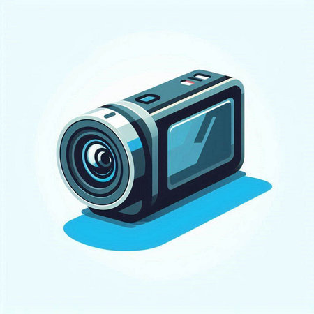 Digital camera on a blue background. Vector illustration. Eps 10.のイラスト素材