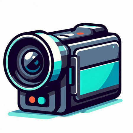 Vector illustration of a digital camera on a white background. Cartoon style.のイラスト素材
