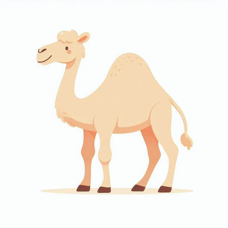 Camel isolated on white background. Vector illustration in flat style.のイラスト素材
