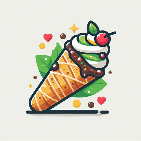 Ice cream icon in flat style. Vector illustration of ice cream.のイラスト素材