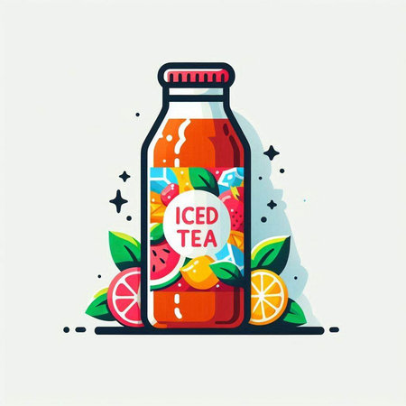 Bottle of lemonade with fruits and berries. Vector illustration.のイラスト素材