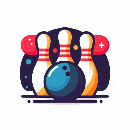 Bowling icon. Bowling ball and skittles. Vector illustrationのイラスト素材