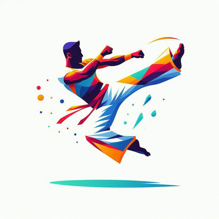 Abstract vector illustration of a man in a jump with a baseball batのイラスト素材