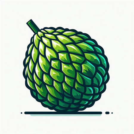 Custard Apple icon in doodle style isolated on white background. Fruit symbol stock vector illustration.のイラスト素材