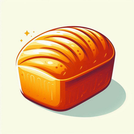 Illustration of a loaf of bread with shadow on a white backgroundのイラスト素材