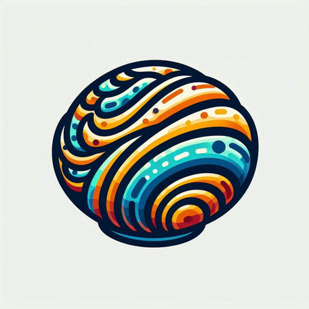 Illustration of a colorful planet in the form of a circle.のイラスト素材