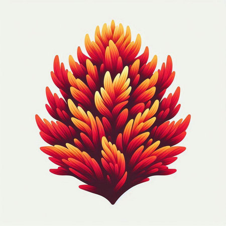 Illustration of a red flower in retro style on a white backgroundのイラスト素材