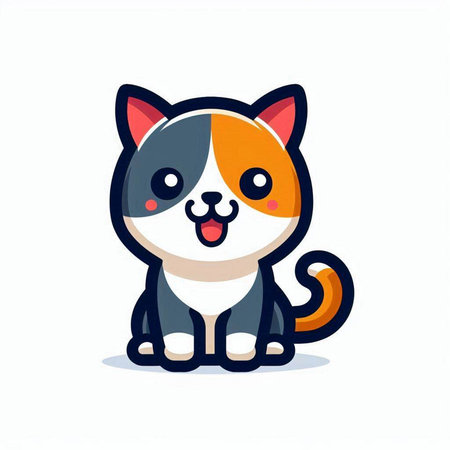 Cute cartoon dog vector illustration. Cute kawaii cat character.のイラスト素材