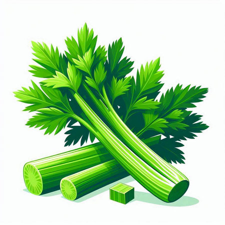 Fresh celery isolated on white background. Vegetable vector illustration.のイラスト素材