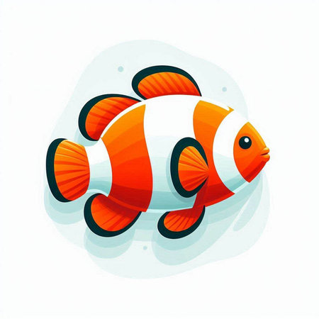 Clown fish isolated on white background, vector illustration. Cartoon clown fish.のイラスト素材