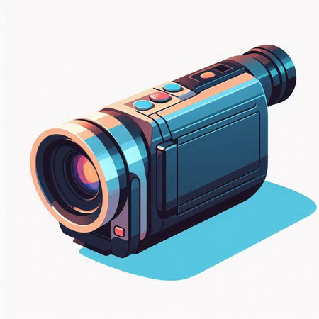 Illustration of a video camera on a white background. Vector illustrationのイラスト素材
