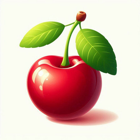 Illustration of a cherry on a white background. Vector illustration.のイラスト素材