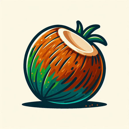 Coconut. Hand drawn vector illustration of a tropical fruit.のイラスト素材
