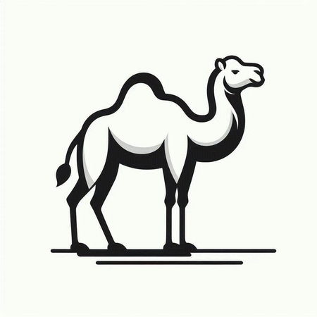 Camel vector illustration on white background. Camel silhouette. Vector illustration.のイラスト素材