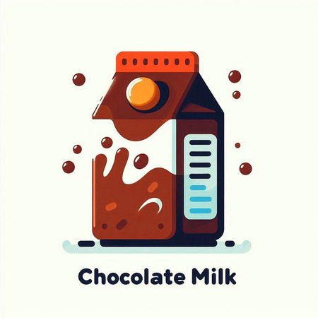 Chocolate milk icon in flat style. Vector illustration isolated on white background.のイラスト素材