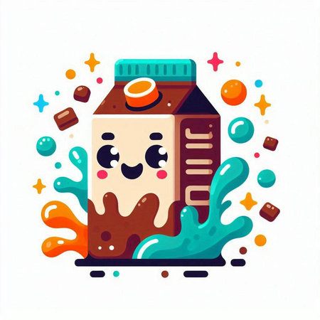 Cute milk carton character. Vector illustration in cartoon style.のイラスト素材