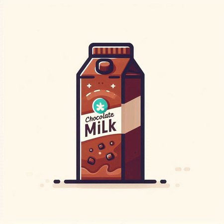 Illustration of a chocolate milk carton isolated on a white backgroundのイラスト素材