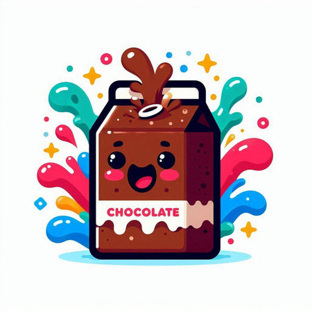 Cute chocolate milk box. Vector flat cartoon character illustration icon designのイラスト素材