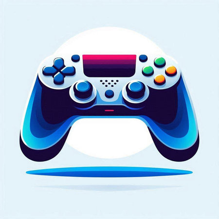 video game controller on blue background, vector illustration, eps10のイラスト素材