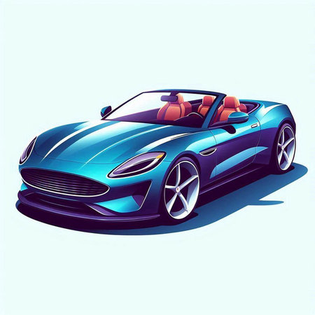blue sports car on a blue background, vector illustration, eps 10のイラスト素材