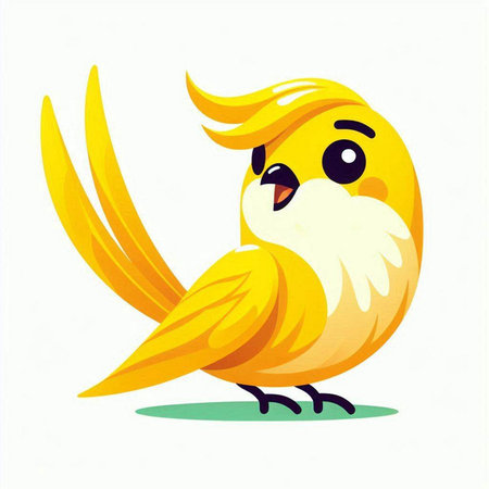 Cute yellow bird with a long beak. Vector illustration.のイラスト素材